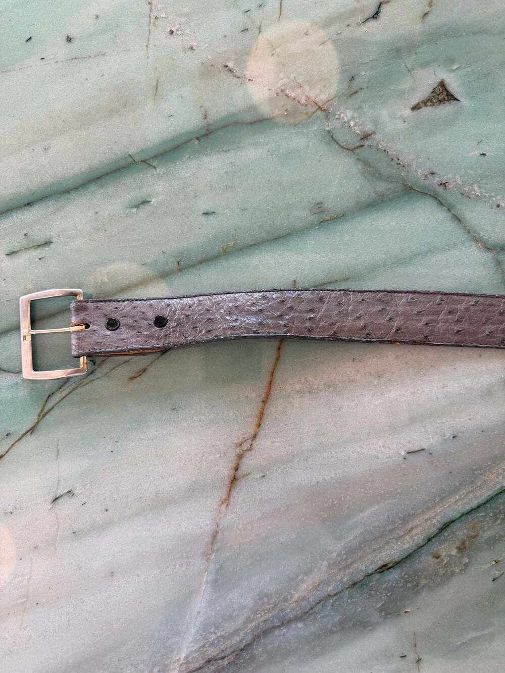 Tony Lama Genuine Ostrich Leather Belt Size 38 Grey